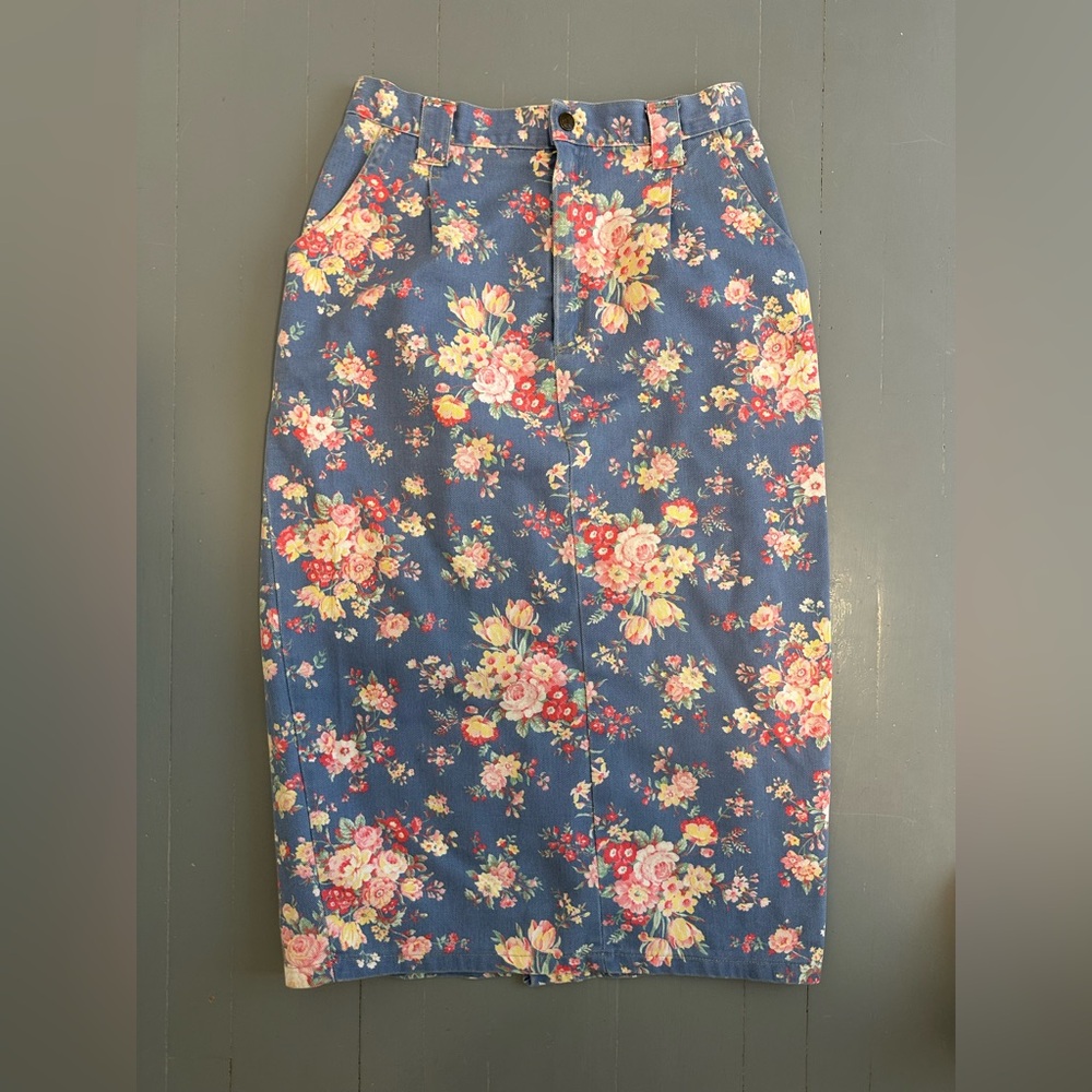 Vintage American Jeanswear Floral Denim Skirt, Size Small